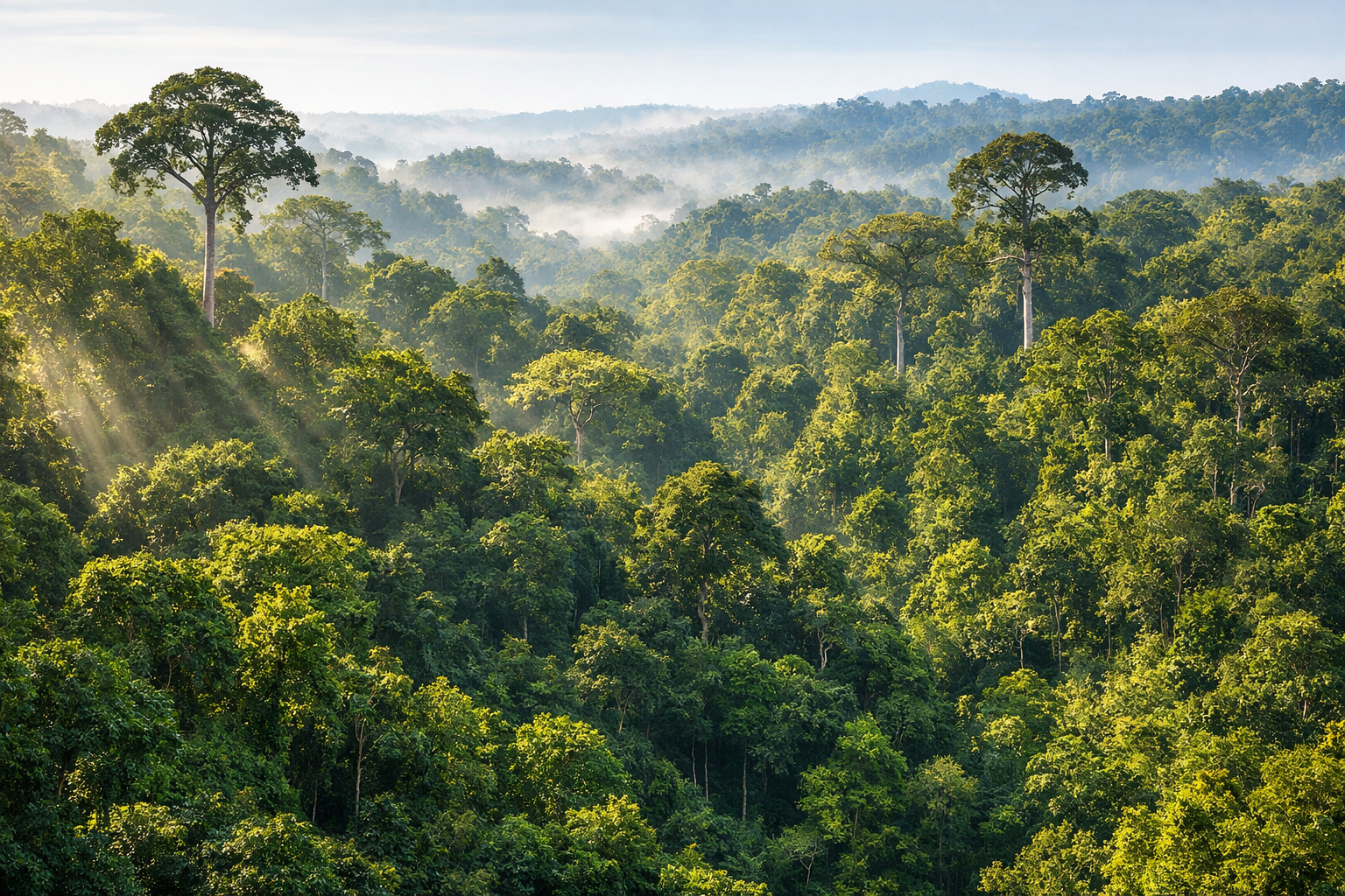 Dense tropical rainforest canopy